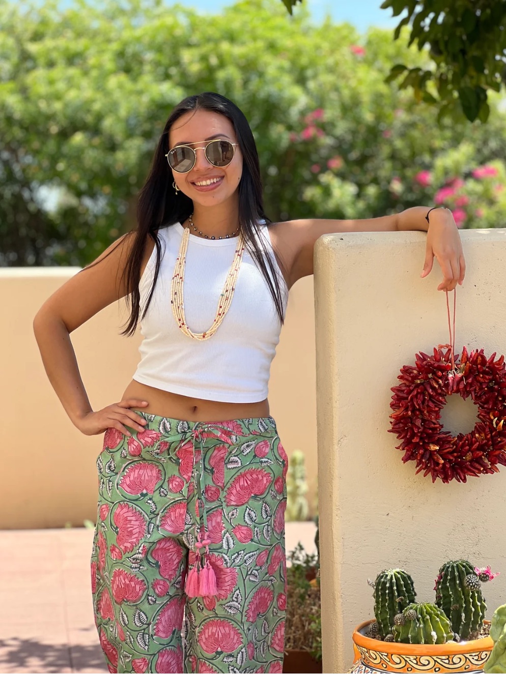 Pax Philomena Francis Floral 100% Cotton Lounge Pants (M) — image 7 of 8